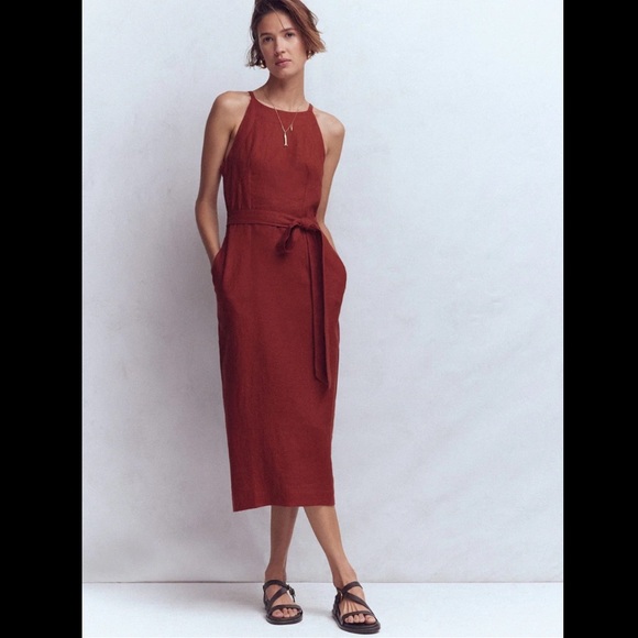 Boden Dresses & Skirts - NWT BODEN Rosa Halter Linen Midi Dress in Burnt Orange